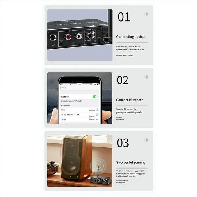 Alt view image 3 of 3 - Bluetooth Audio Receiver Adapter 5.3 Player U Disk Microphone Amplifier Audio Speaker Converter with Remote Control
