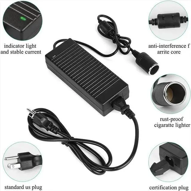 Alt view image 3 of 3 - Car Power Adapter Power Convert AC Adapter DC 110V / 220V to 12V 10A Power Adapter Converter US Plug