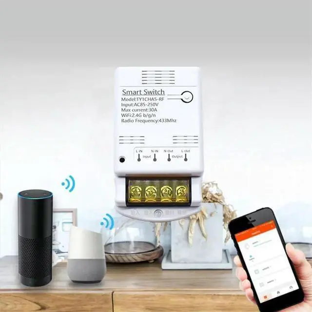 Alt view image 3 of 6 - 4000W 30A Switch Relay Tuya APP 433mhz Receiver Module AC 85-250V 220V Home Automation Circuit Breaker