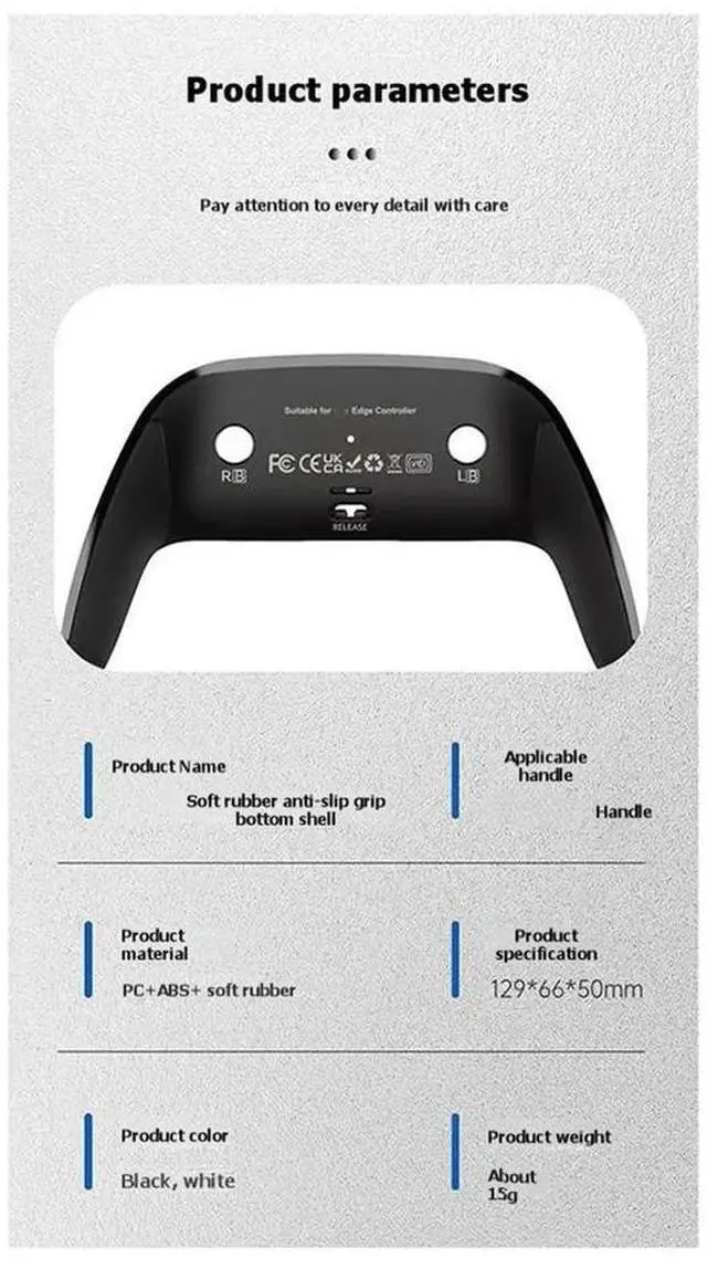 Main image of For Edge Top Bottom Decorative Trim Shell Replacement Front Back Clip Shell for Edge Controller Black
