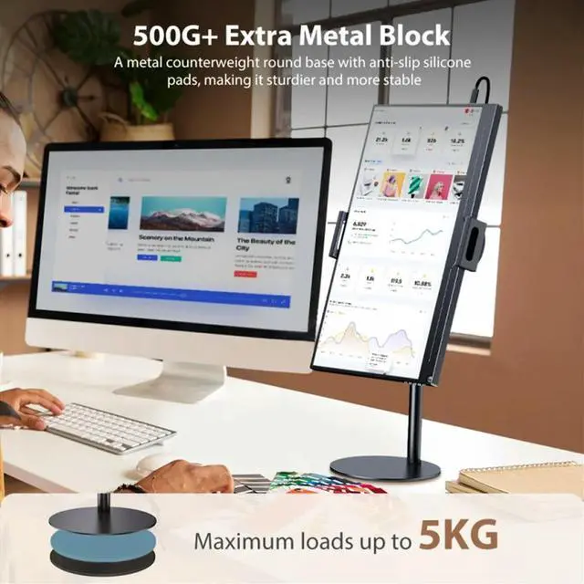 Main image of Monitor Tablet Holder Standing Adjustable Monitor Stand Height Tablet Bracket Desktop Clamp Stand Mount Black