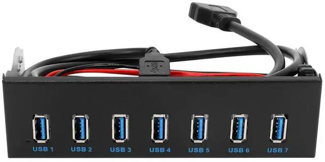 Alt view image 2 of 3 - 7 Port USB 3.0 Hub 5Gbs 5.25inch CD-ROM Drive Bay CD ROM Front Panel for Computer Case+USB 3.0 19-pin Header to Type-A Male