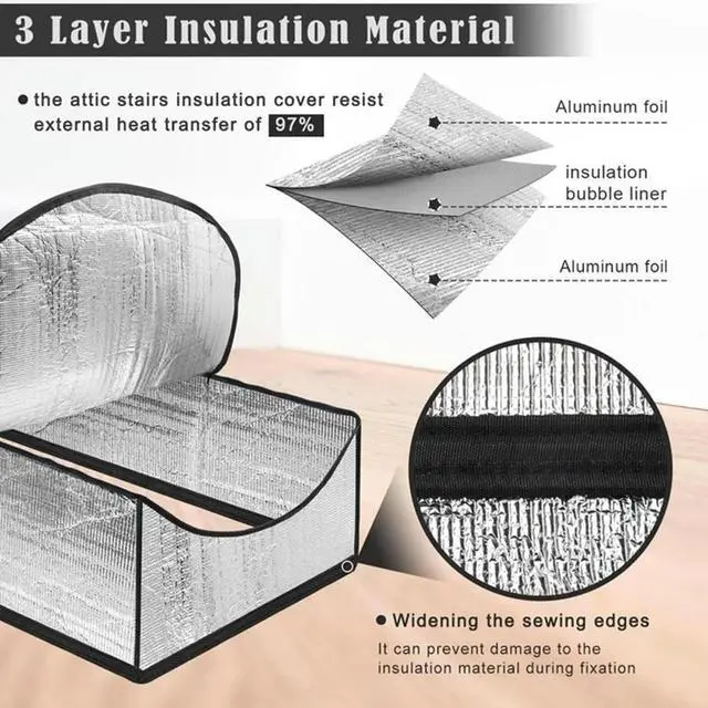 Main image of Attic Door Zipper Cover Zipper Waterproof Insulated Cover Fireproof Attic Door Cover Attic Opening Cover For Winter