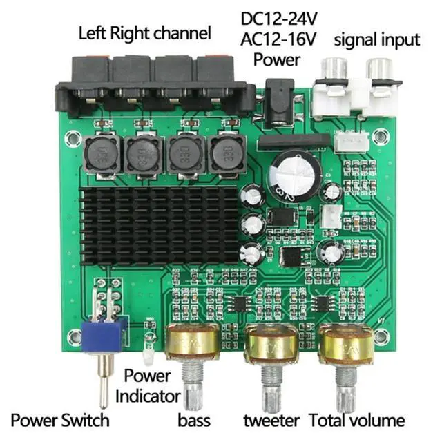 Alt view image 3 of 3 - TPA3116D2 Digital Audio Amplifier Board Dual Channel 80Wx2 Stereo TPA3116 High Power Amplifier Sound Preamplifier Board
