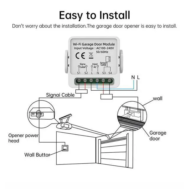 Alt view image 3 of 6 - Mini Tuya Garage Door Controller Universal Electric Door Switch Assembly APP/Voice Remote Control