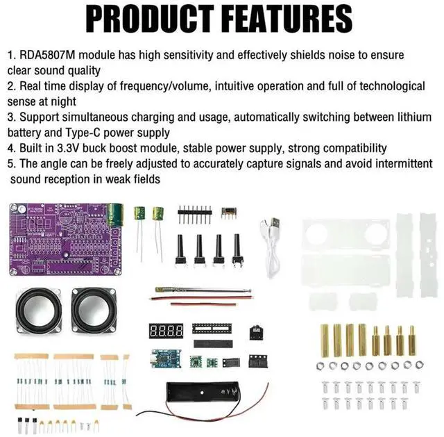 Main image of 87.5MHz-108MHZ FM Radio Soldering Kit Digital Tube Display FM Radio Electronic DIY Kit Soldering Learning Electronic Kit