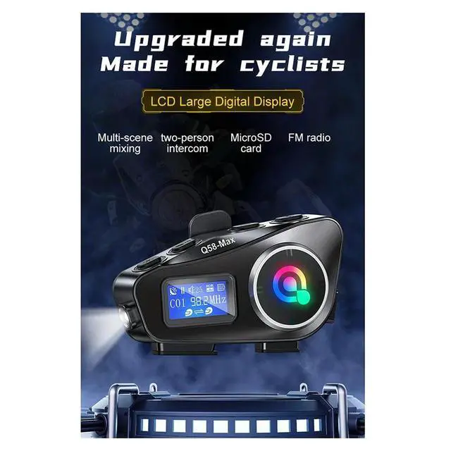 Alt view image 3 of 3 - Q58-Max Motorcycle Helmet Intercom Bluetooth Headset MP3 Music Sharing 2 People 500M Intercom(Hard Wire)