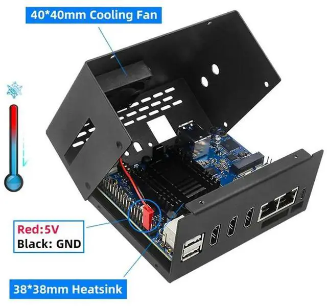 Alt view image 3 of 3 - For 5 Plus l Case with Cooling Fan Heat Sink 2 Antenna 6 BT for 5 Plus 4 / 8 /16 GB