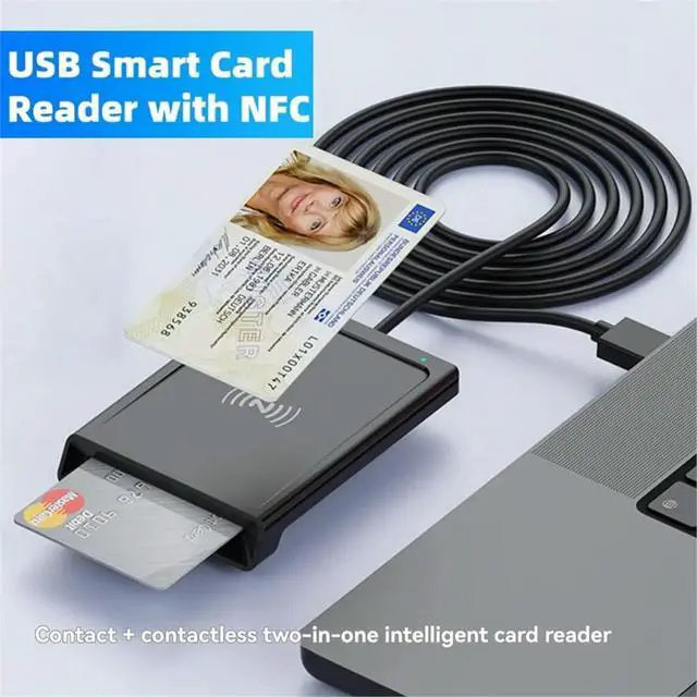 Alt view image 3 of 3 - 2-in-1 Contact + NFC Card Reader PC-Linked Dual-Interface Card Reader/Writer Contact PCSC Card Reader