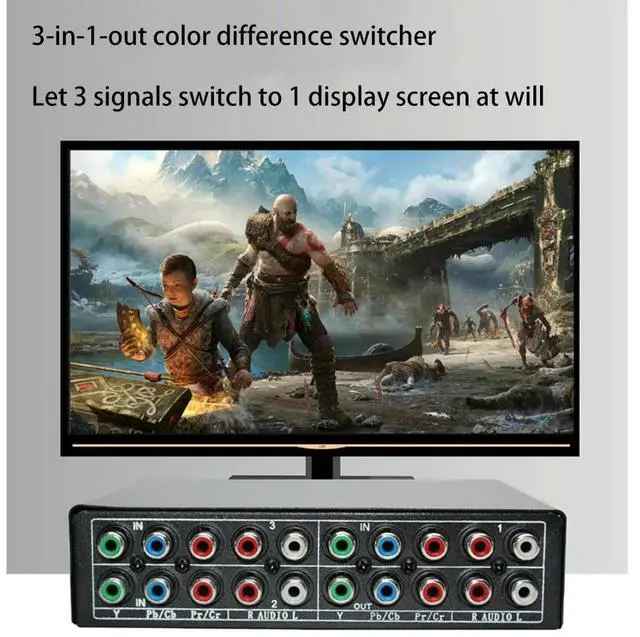 Main image of 3-Way RGB Component AV Switch Video Audio Output Ypbpr Component RGB Switcher Box for TV 360 DVD