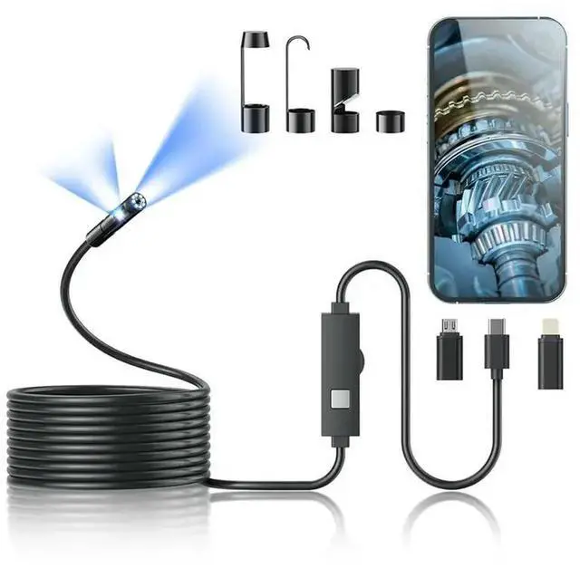 Main image of IP67 Waterproof Inspection Borescope, HD Borescope With Light, Endoscope Camera With Semi-Rigid Snake Camera