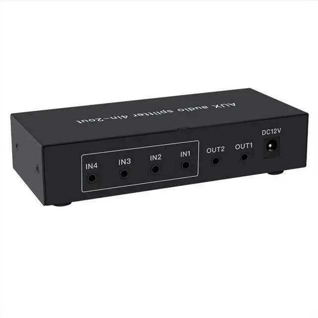 Main image of 4 in 2 Out 3.5mm AUX Audio Switch Mixer Splitter Stereo High Fidelity with Op Amp Volume Adjustment,No Switching EU PLUG