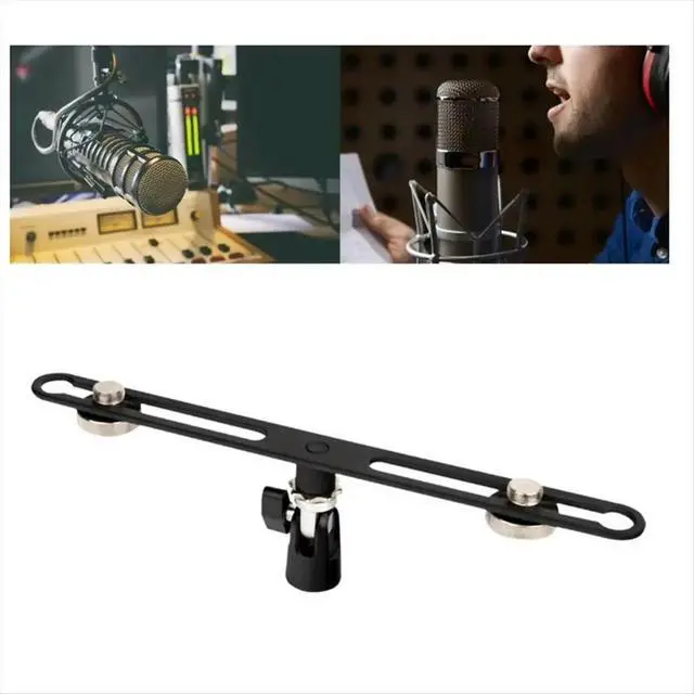 Alt view image 3 of 3 - Dual Microphone Stand Extension Bracket for Studio Recording Adjustable Mic Mounts for Enhanced Sound