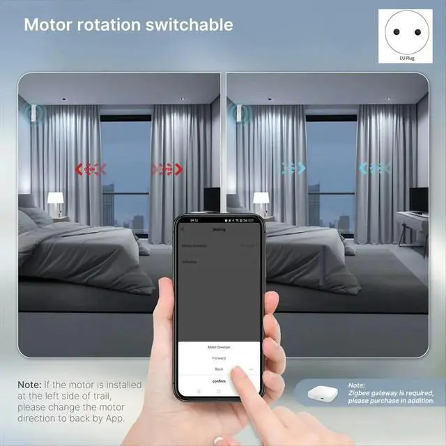 Alt view image 3 of 3 - Tuya Zigbee Curtain Motor Electric Curtains Opener Super Silent for Curtain Track Remote Control for EU Plug