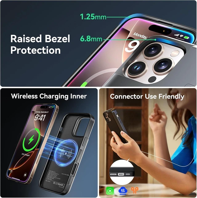 Alt view image 6 of 7 - NEWDERY Battery Case for iPhone 16 Pro Max USB C Power Bank Black 8000mAh
