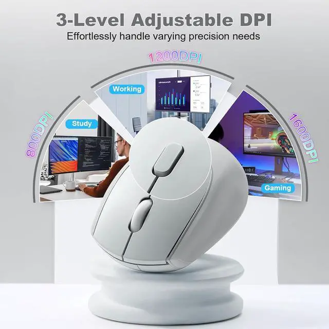 Alt view image 4 of 7 - YUNZII C2 Wireless Mouse,2.4GHz Cute Silicone Noiseless Wireless Computer Mouse, Quiet Clicks, 3 Adjustable DPI, 1600 DPI Optical Tracking, Portable Ergonomic Mice for Laptop/PC/Mac (Gray)