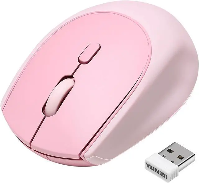 Main image of YUNZII C2 Wireless Mouse,2.4GHz Cute Silicone Noiseless Wireless Computer Mouse, Quiet Clicks, 3 Adjustable DPI, 1600 DPI Optical Tracking, Portable Ergonomic Mice for Laptop/PC/Mac (Pink)