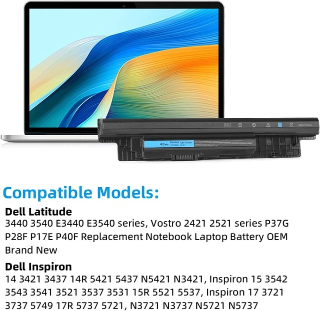 Alt view image 4 of 7 - 40Wh XCMRD Laptop Battery for Dell Inspiron 15 3000 Series 3521 3531 3537