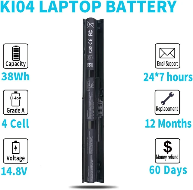 Alt view image 5 of 7 - 800049-001 KI04 K104 Battery for HP Pavilion 17-g 17t-s 15-ab 15t-ab 15-an 15-ab223cl 15-ab243cl 15-ab247cl 17t-s100 17-g119dx 17-g192dx 17-g133cl 17-g121wm 17-g153us 800009-421 800010-421 800050-001