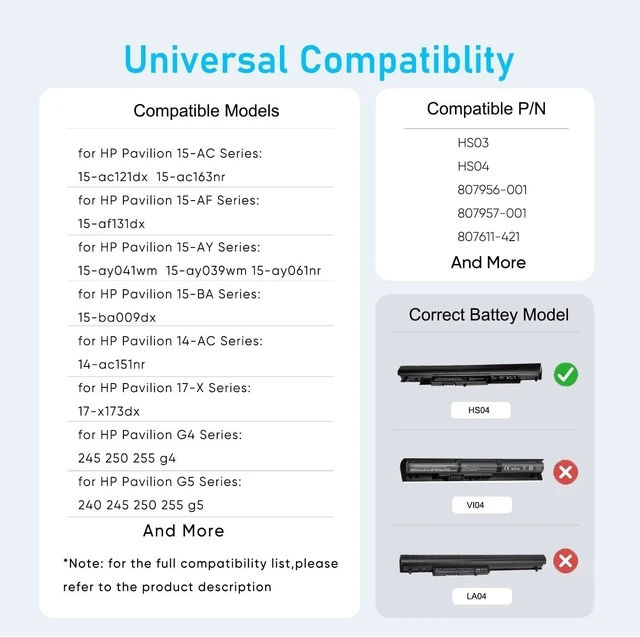 Alt view image 3 of 7 - Upgraded 61Wh 807956-001 HS04 HS03 Battery for HP