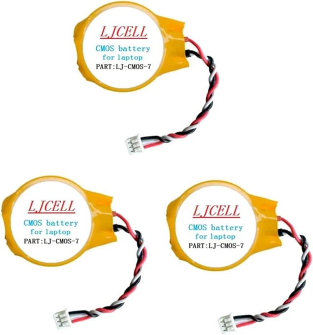 Main image of 3PCS CMOS Battery for Dell Latitude E4310 E5400 E5410 E5510 E6400 E6410 E6500 E6510 Backup Bios Rtc Battery with 3 Wire Cable and Connector