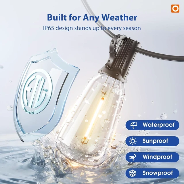 Alt view image 3 of 7 - addlon 100FT Outdoor String Lights ST38 LED with Remote Waterproof Dimmable