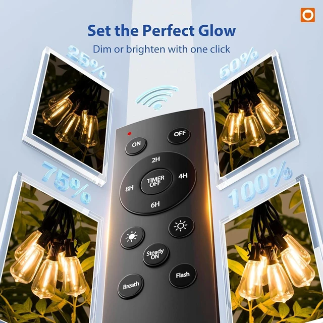 Alt view image 6 of 7 - addlon 100FT Outdoor String Lights ST38 LED with Remote Waterproof Dimmable