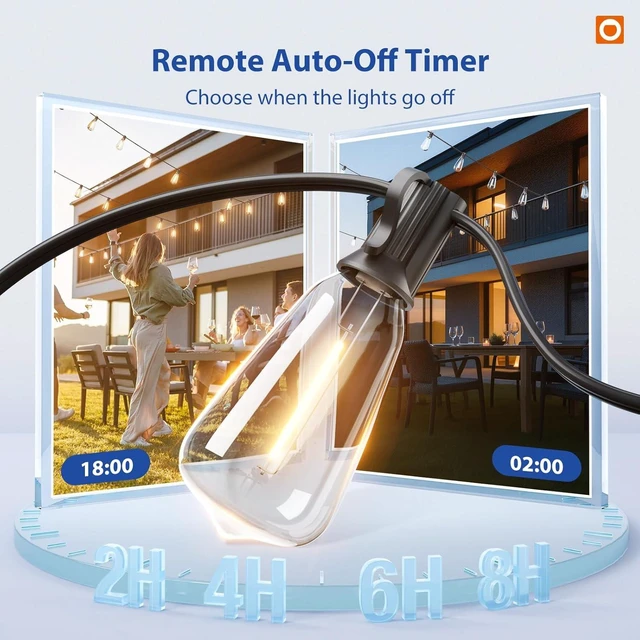 Alt view image 7 of 7 - addlon 100FT Outdoor String Lights ST38 LED with Remote Waterproof Dimmable