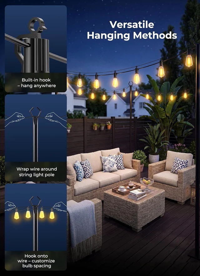Alt view image 2 of 7 - Brightown 52FT Solar String Lights Outdoor Waterproof, Last 30+ Hrs Runtime
