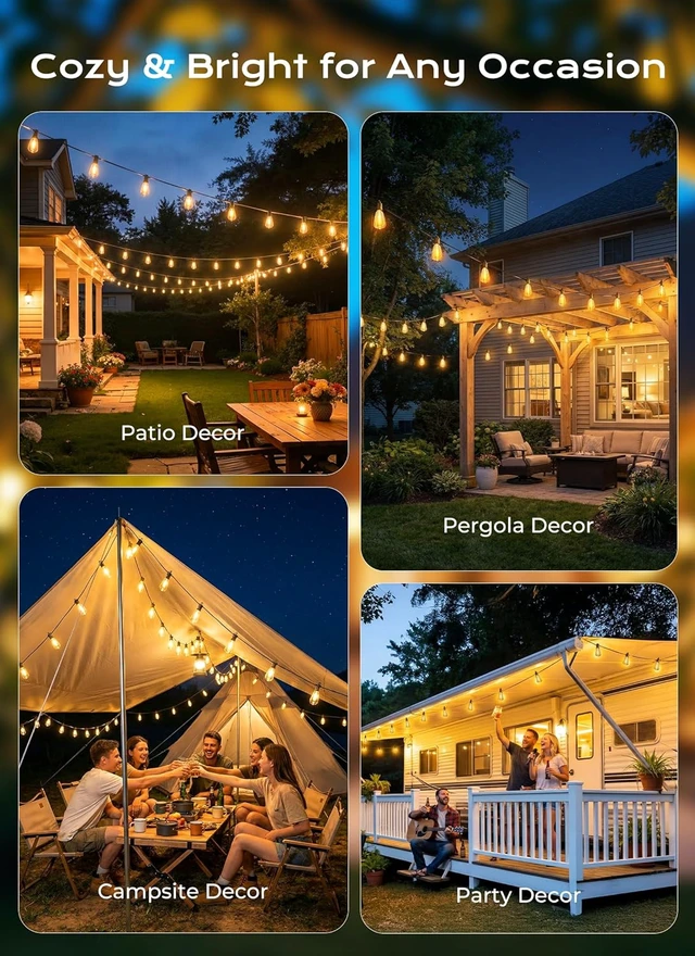 Alt view image 7 of 7 - Brightown 52FT Solar String Lights Outdoor Waterproof, Last 30+ Hrs Runtime