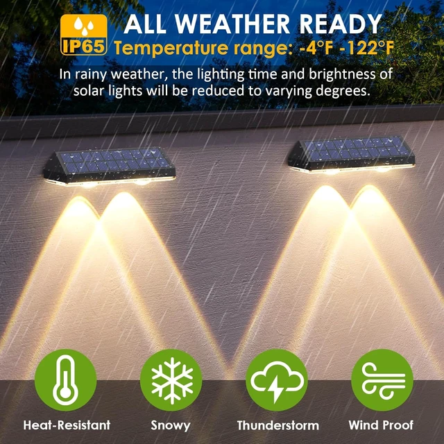 Alt view image 3 of 6 - Solar Fence Lights Outdoor, 2700/4000/6000K 3 Mode, 8-12H, Black, 8 Pack