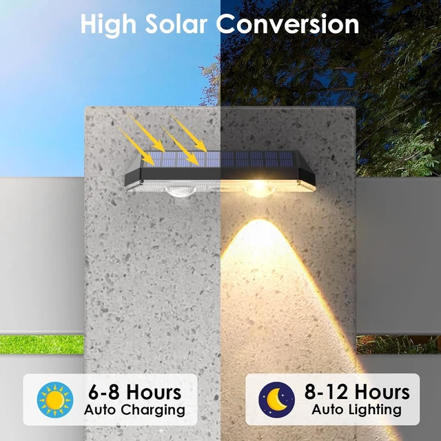Alt view image 5 of 6 - Solar Fence Lights Outdoor, 2700/4000/6000K 3 Mode, 8-12H, Black, 8 Pack