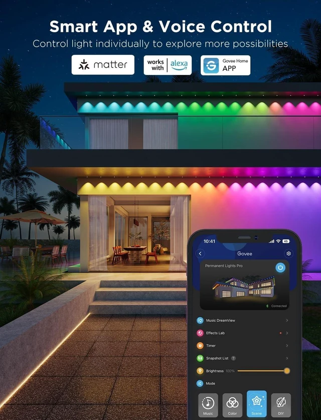 Alt view image 7 of 7 - Govee Permanent Outdoor Lights Pro, 200ft with 120 RGBIC LED Lights, White