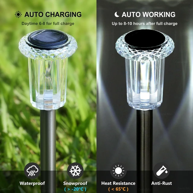 Alt view image 3 of 7 - DenicMic Solar Lights Outdoor Waterproof 10 Pack Pathway Lights Cool White