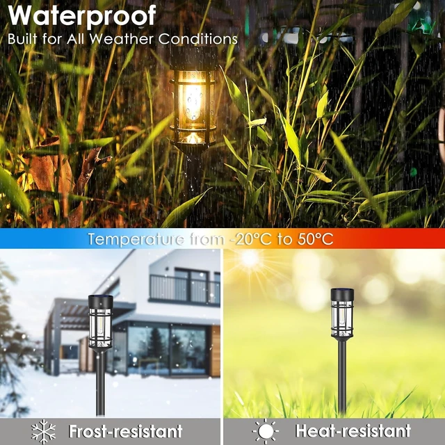 Alt view image 6 of 6 - Mancra Solar Pathway Lights, 8 Pack LED Solar Lights Outdoor Waterproof, Glass Metal Garden Lighting for Yard Path Landscape Lawn Walkway Driveway, 3000K