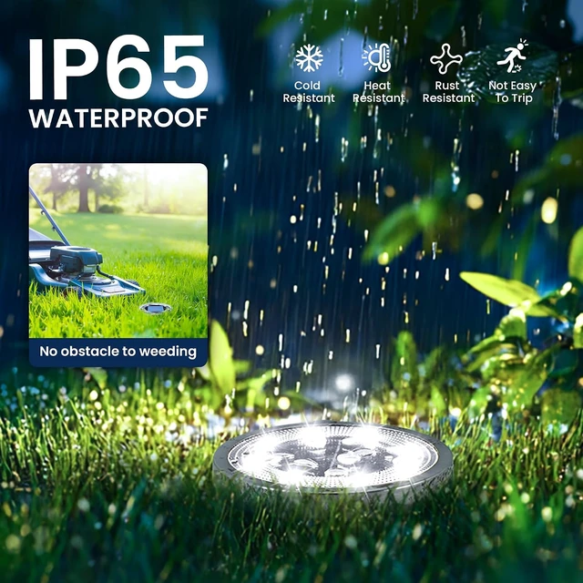 Alt view image 6 of 6 - SOLPEX 10 Pack Solar Ground Lights Outdoor, Backyard Decor Cool White