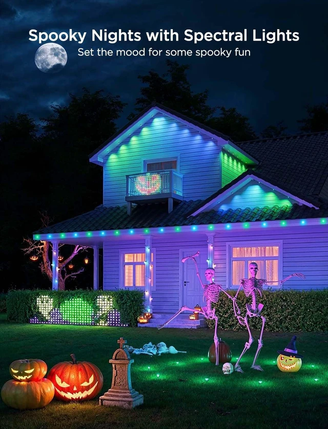 Alt view image 2 of 6 - Govee Permanent Outdoor Lights Pro, 100ft with 60 RGBIC LED Lights for Daily and Accent Lighting, 75 Scene Modes for Outdoor Decor, IP67 Waterproof, Works with Alexa, Google Assistant, Matter, White