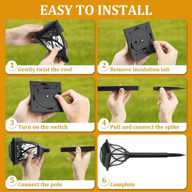 Alt view image 4 of 7 - GIGALUMI 6 Pack Solar Lights Outdoor Waterproof, LED Solar Garden Lights