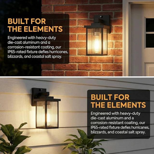 Alt view image 5 of 7 - 2 Pack Black Dusk to Dawn Outdoor Wall Light, All-Metal Frame