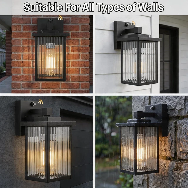 Alt view image 7 of 7 - 2 Pack Black Dusk to Dawn Outdoor Wall Light, All-Metal Frame