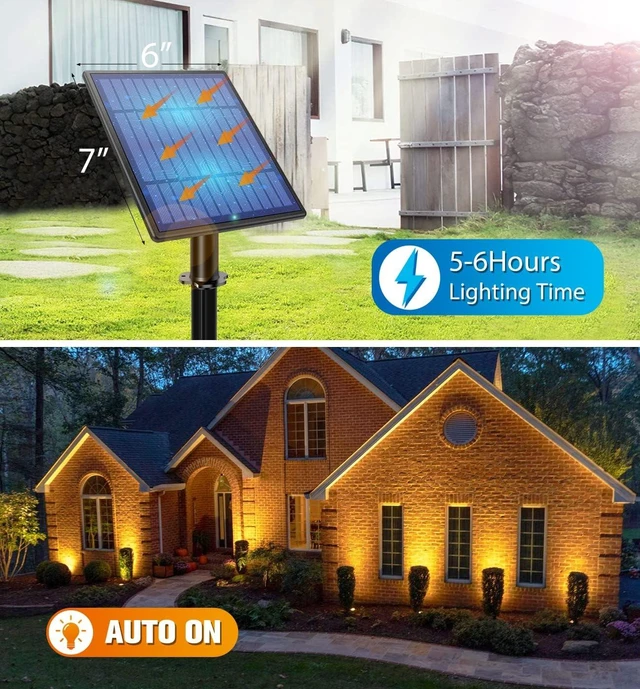 Alt view image 2 of 7 - APONUO Metal Outdoor Solar Landscape Lights, Waterproof Spotlight 6-in-1 for Yard Landscape Lighting, Auto On/Off for Pathway, Driveway, Patio, Warm White