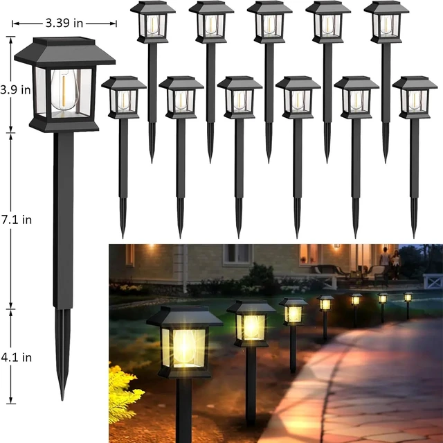 Alt view image 2 of 7 - Greluna Solar Lights Outdoor,12 Pack 3000K Waterproof Auto On/Off Solar Pathway Lights for Your Garden, Landscape, Path, Yard, Patio, Driveway,Walkway Decor