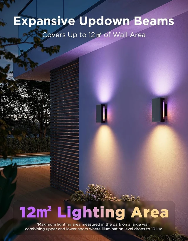 Alt view image 4 of 7 - Govee Outdoor UpDown Wall Light, 2 Pack, 1200LM RGBICWW Smart Porch Lights