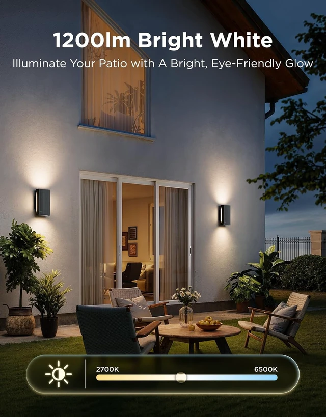 Alt view image 5 of 7 - Govee Outdoor UpDown Wall Light, 2 Pack, 1200LM RGBICWW Smart Porch Lights