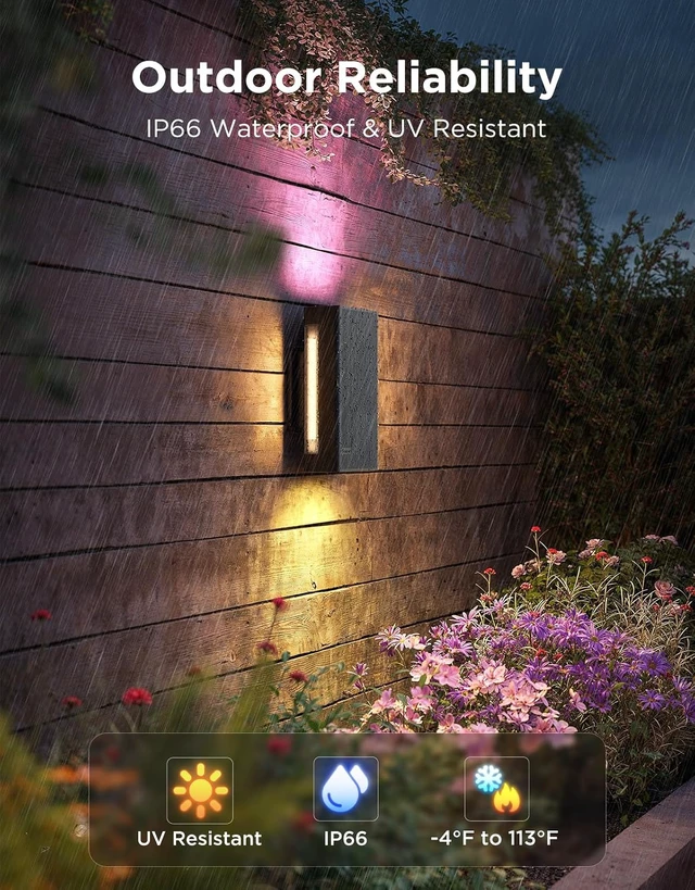 Alt view image 7 of 7 - Govee Outdoor UpDown Wall Light, 2 Pack, 1200LM RGBICWW Smart Porch Lights