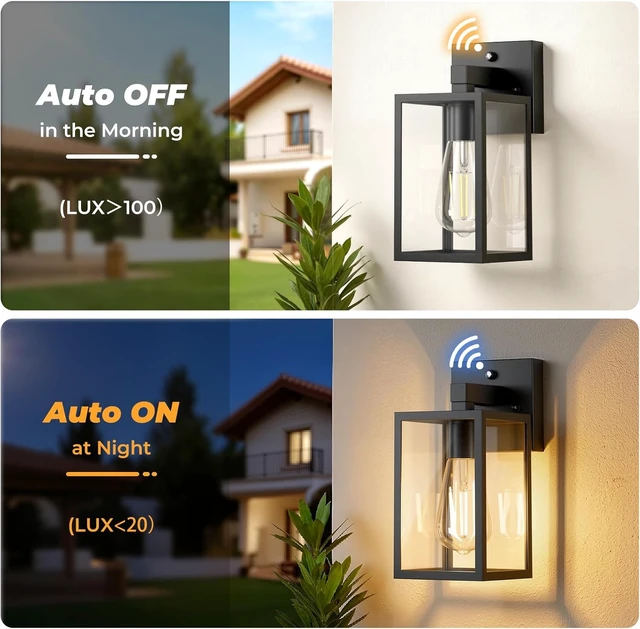 Alt view image 2 of 7 - 2-Pack Dusk to Dawn Waterproof Wall Light Fixtures Porch Light Wall Lantern