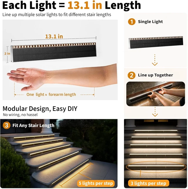 Alt view image 2 of 7 - SHONELIGHTING Solar Step Lights Outside, 33 Focused LEDs, Stair Light, 6PK
