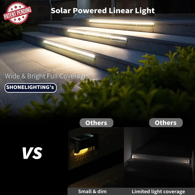 Alt view image 3 of 7 - SHONELIGHTING Solar Step Lights Outside, 33 Focused LEDs, Stair Light, 6PK