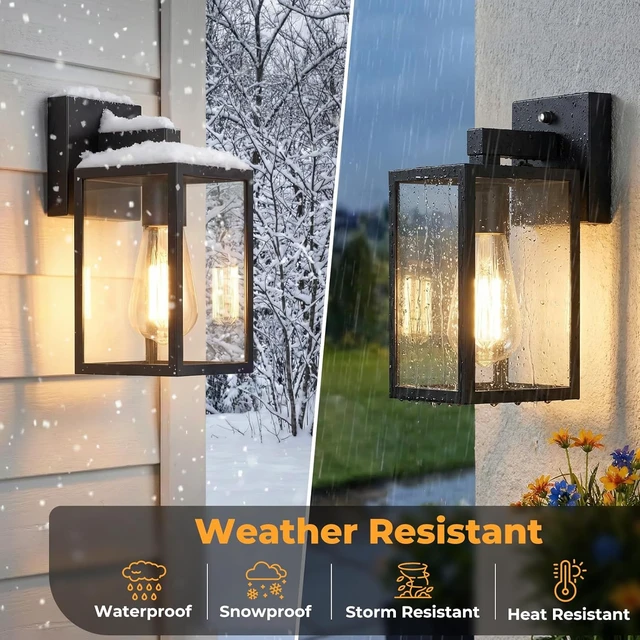 Alt view image 3 of 7 - 2-Pack Dusk to Dawn Waterproof Wall Light Fixtures Porch Light Wall Lantern