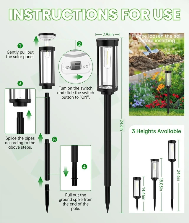 Alt view image 7 of 7 - BITPOTT Solar Lights Outdoor, 8 Pack Pathway Lights, Warm White, IP65